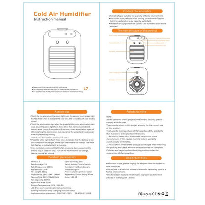 Portable Air Conditioner, USB Rechargeable Air Cooler Fan, Water Cooling Fan, Air Conditioning for Room Office, Universal Accessories