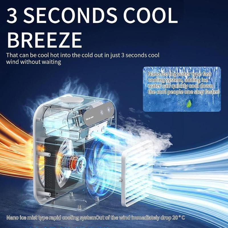 Portable Air Conditioner, USB Rechargeable Air Cooler Fan, Water Cooling Fan, Air Conditioning for Room Office, Universal Accessories
